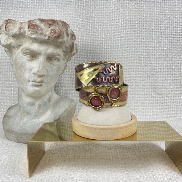 Set of Two Contemporary Artisan Cuff Bracelets Adjustable - Picture 7 of 7